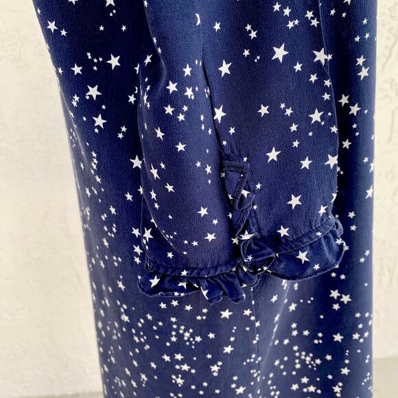 KATE SPADE Silk Navy Blue & Stars Dress Sz S Nautical Patriotic Summer 4th July - Picture 9 of 12